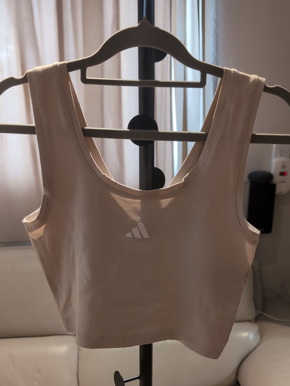 adidas Beige Scoop Neck Crop Sports Bra Tank